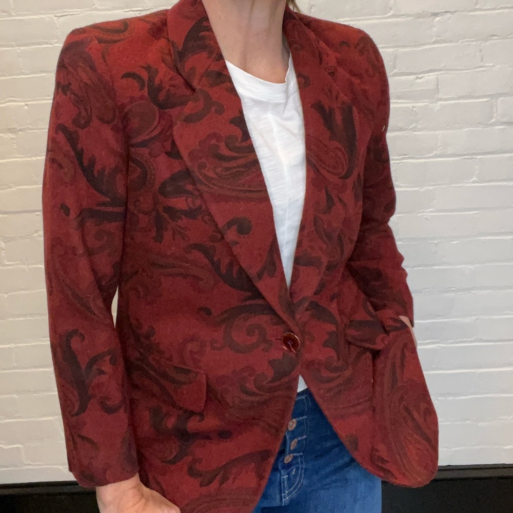 Vintage Hunt Club Wool Blend Paisley Blazer - Petites - 4P